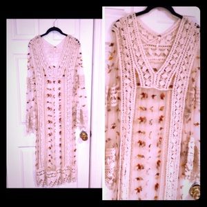Free People Sheer Embroidered Dress